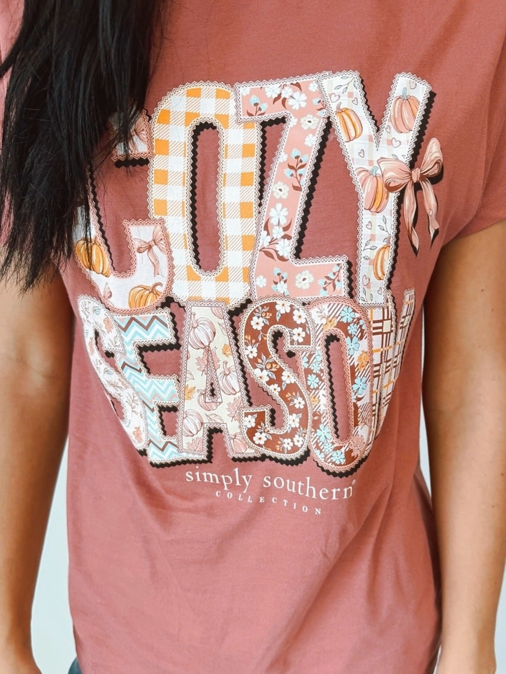 Simply Southern Cozy Season Dusty Rose Country Western Farmhouse Graphic Tee